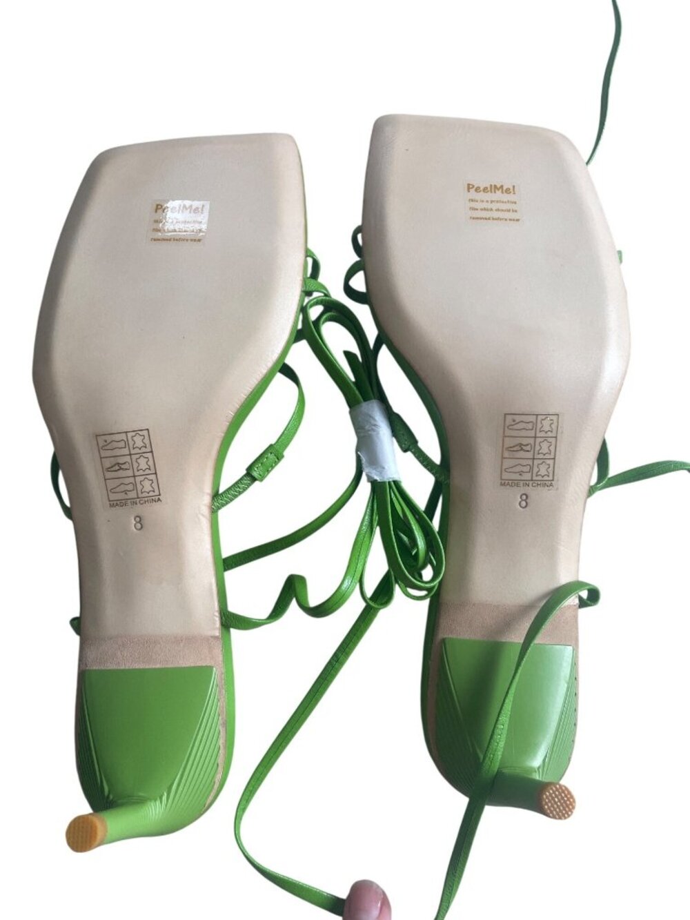 Song of Style Soiree Kelly Green Kitten Heel Square Toe Strappy Revolve 90s - Picture 7 of 9